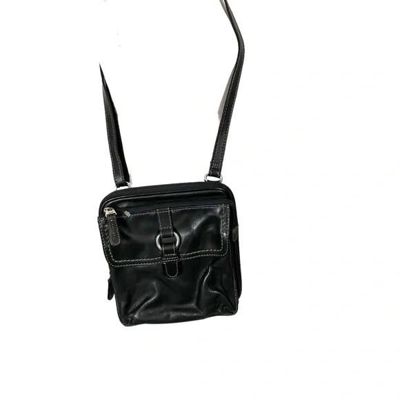 Fossil Womens ZB2840 Black Leather Flap Front Wallet Crossbody Bag - Picture 3 of 13